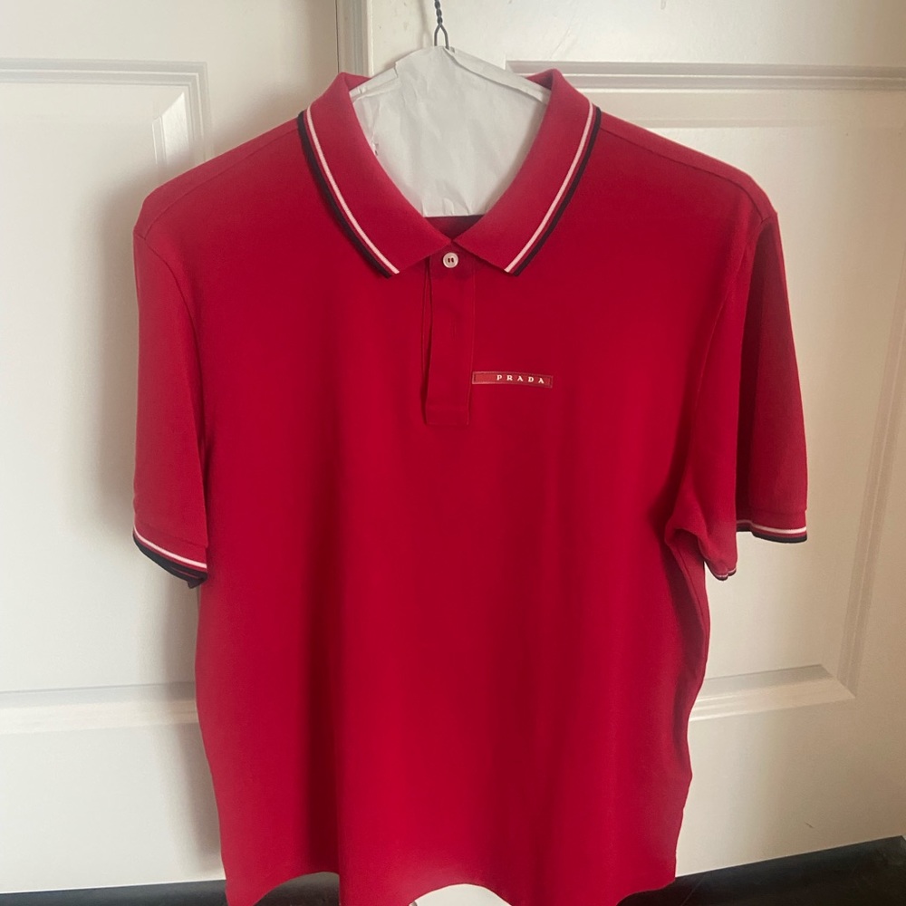 100% Authentic Red Mens Prada Polo Shirt